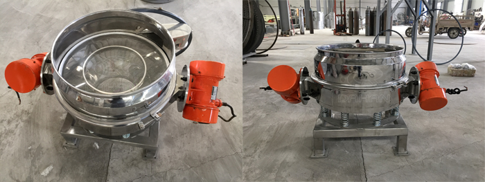 面粉振動(dòng)篩粉機(jī)細(xì)節(jié)：篩網(wǎng)展示，振動(dòng)電機(jī)展示。