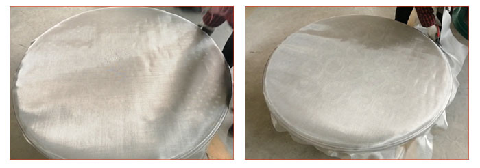 食品振動篩篩網(wǎng)安裝步驟2，利用束環(huán)將篩網(wǎng)固定在網(wǎng)架上，并將篩網(wǎng)拉緊。