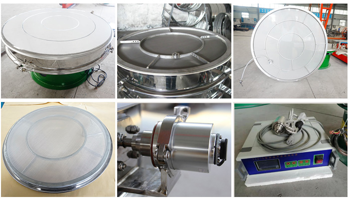 超聲波旋振篩網(wǎng)架，篩框，超聲波換能器，超聲波電源等細(xì)節(jié)展示。